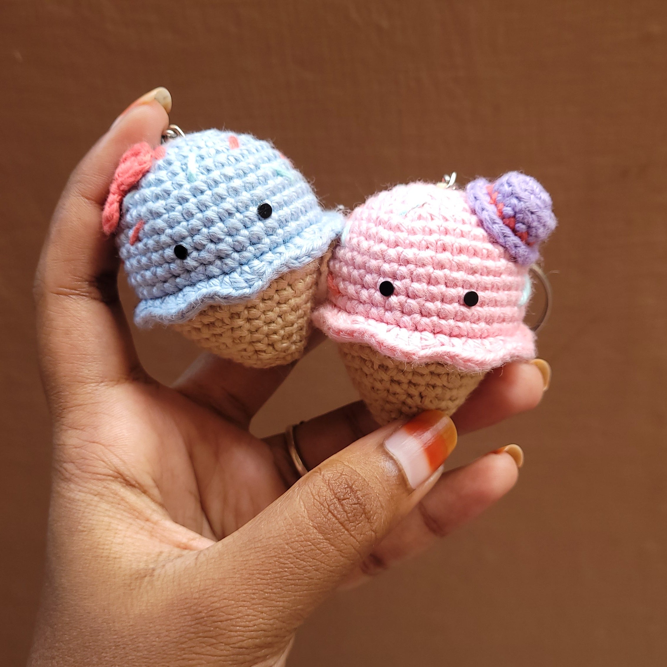 Crochet Ice Cream Couple Keychain Set