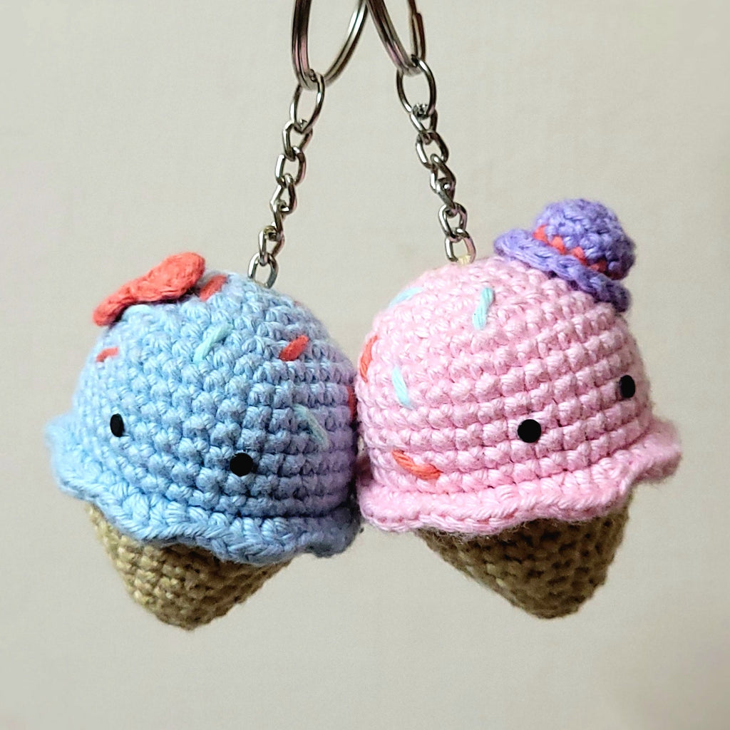 Crochet Ice Cream Couple Keychain Set